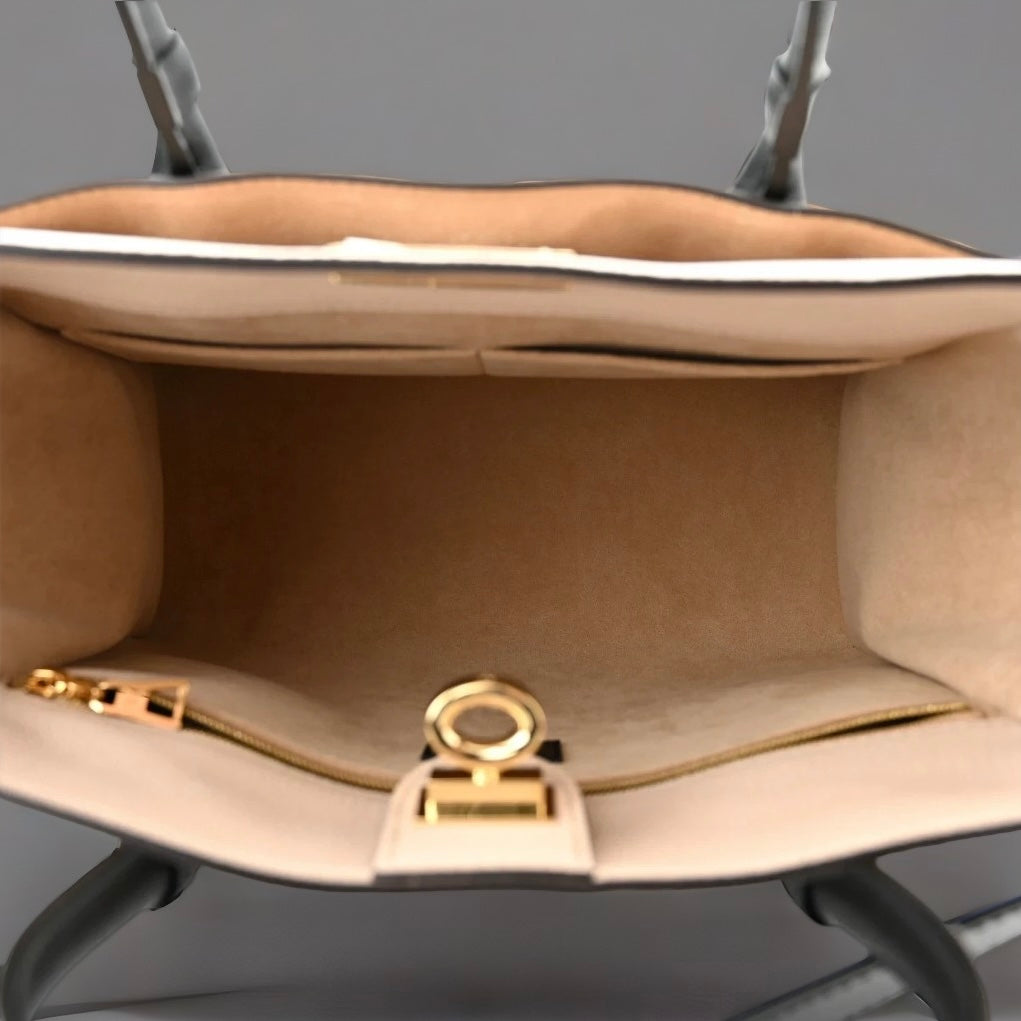 Calfskin Monogram On My Side MM Laurier Green Toffee Latte Beige