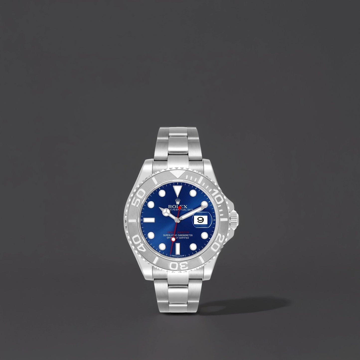 Rolex Yachtmaster Steel Platinum Blue Dial Mens Watch