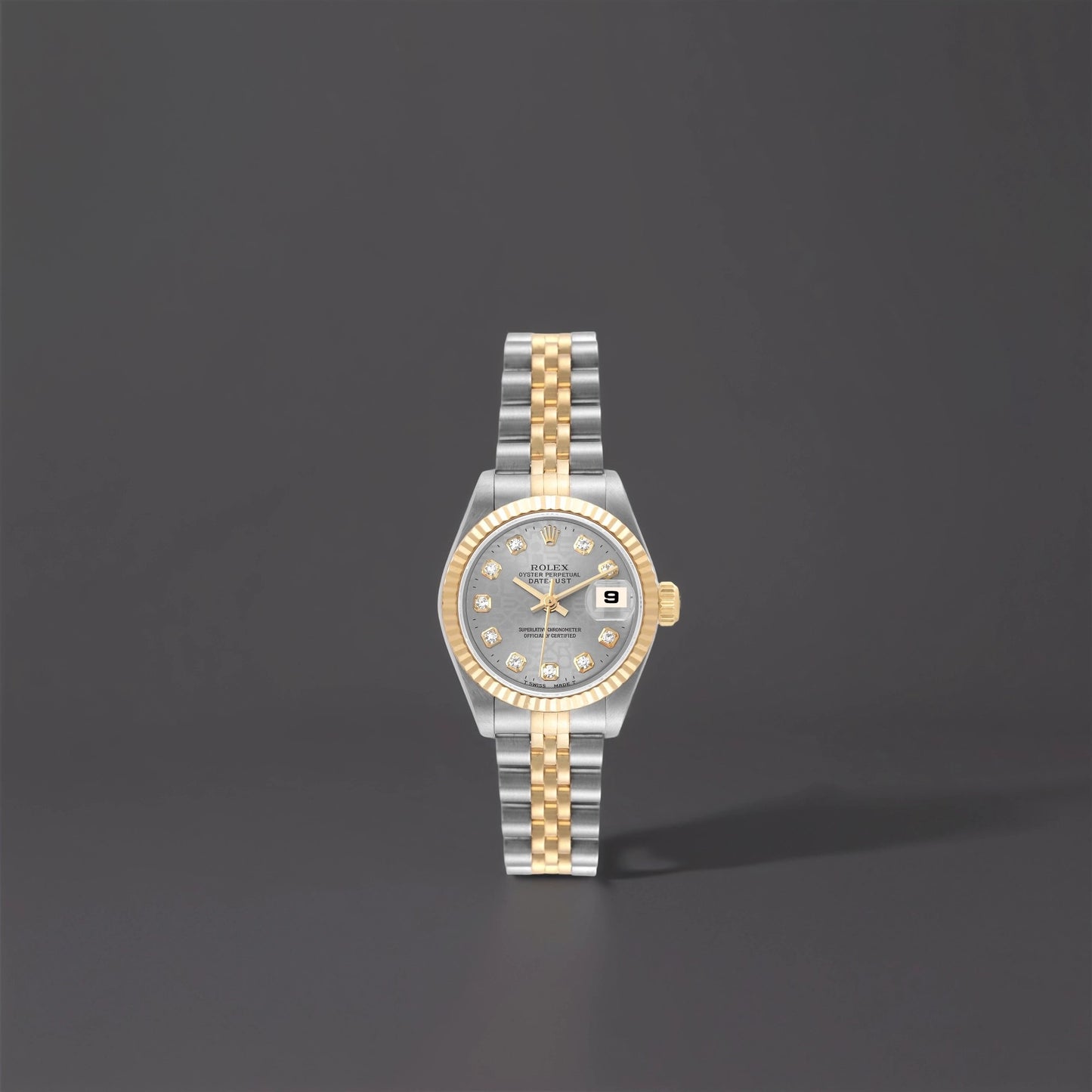 Rolex Datejust 26mm Steel Yellow Gold Slate Diamond Dial Watch