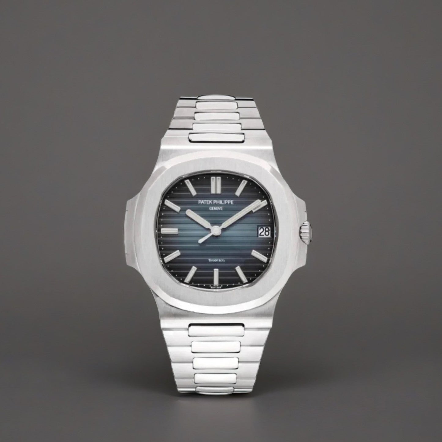 Stainless Steel 40mm Tiffany & Co. Nautilus Automatic Watch Blue