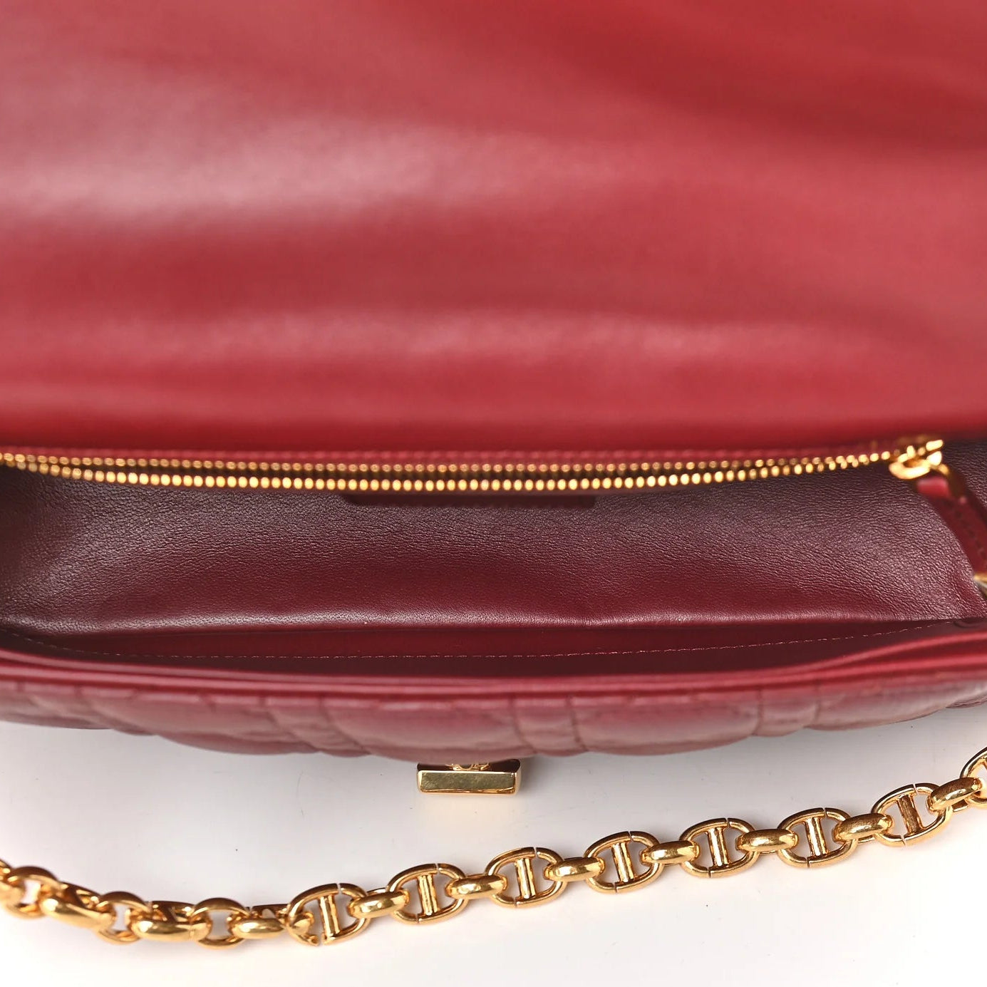 Calfskin Cannage Medium Caro Bag Brick Red