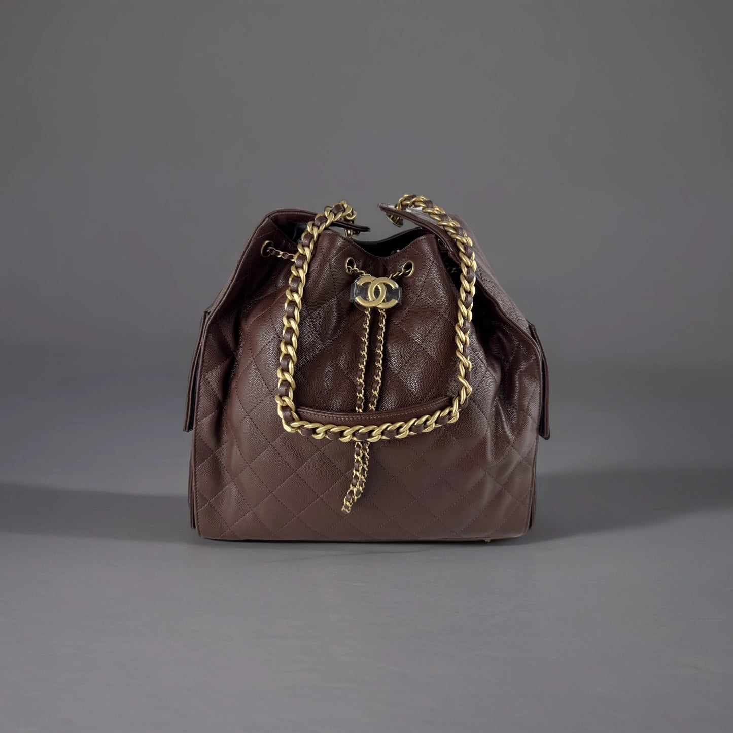 Caviar Quilted Medium Chanel 25 Handbag Brown