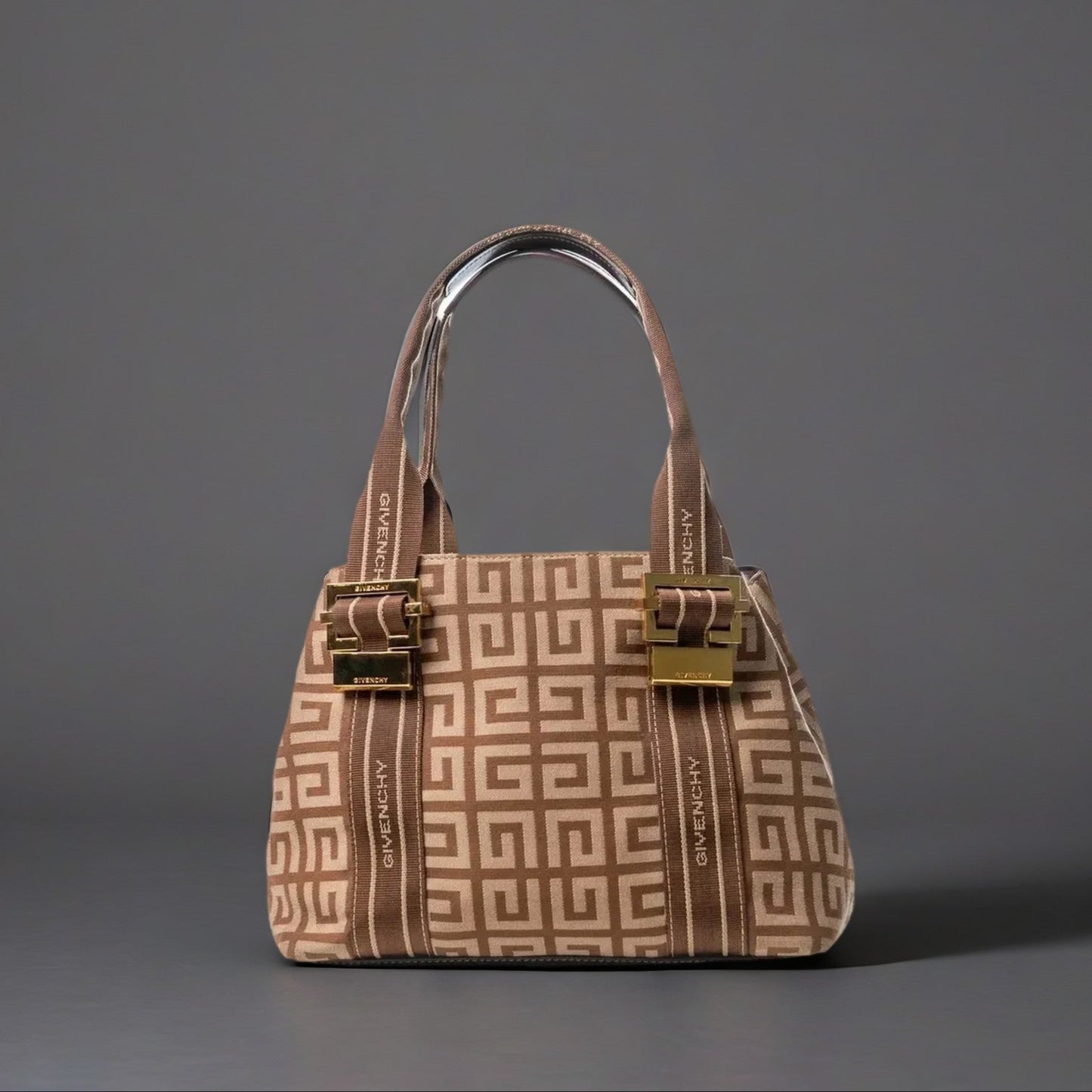 Givenchy Brown/Beige Monogram Canvas and Leather Trim Flap Hobo