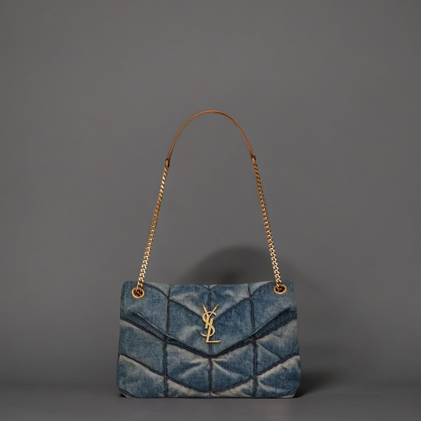 Loulou Puffer Small Denim Shoulder Bag