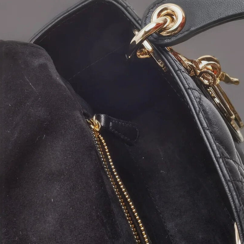 Lambskin Cannage Mini Lady Dior Black