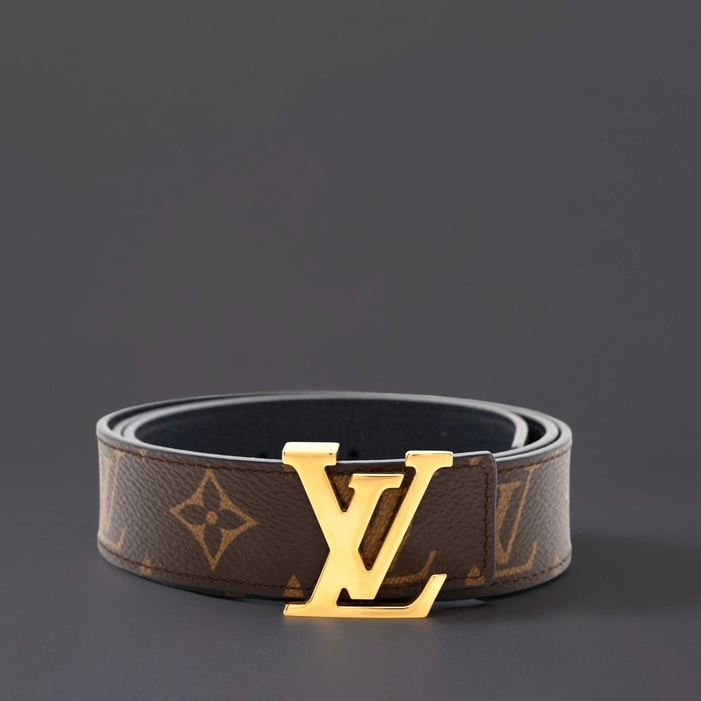 Calfskin Monogram 30mm LV Initiales Reversible Belt 80 32 Black