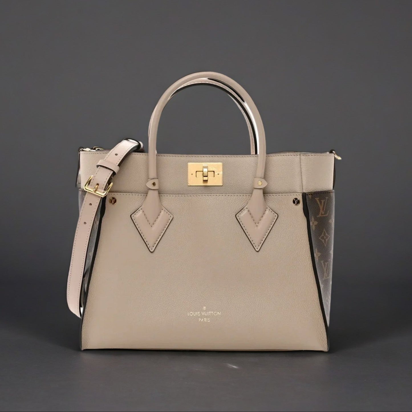 Calfskin Monogram On My Side Greige MM