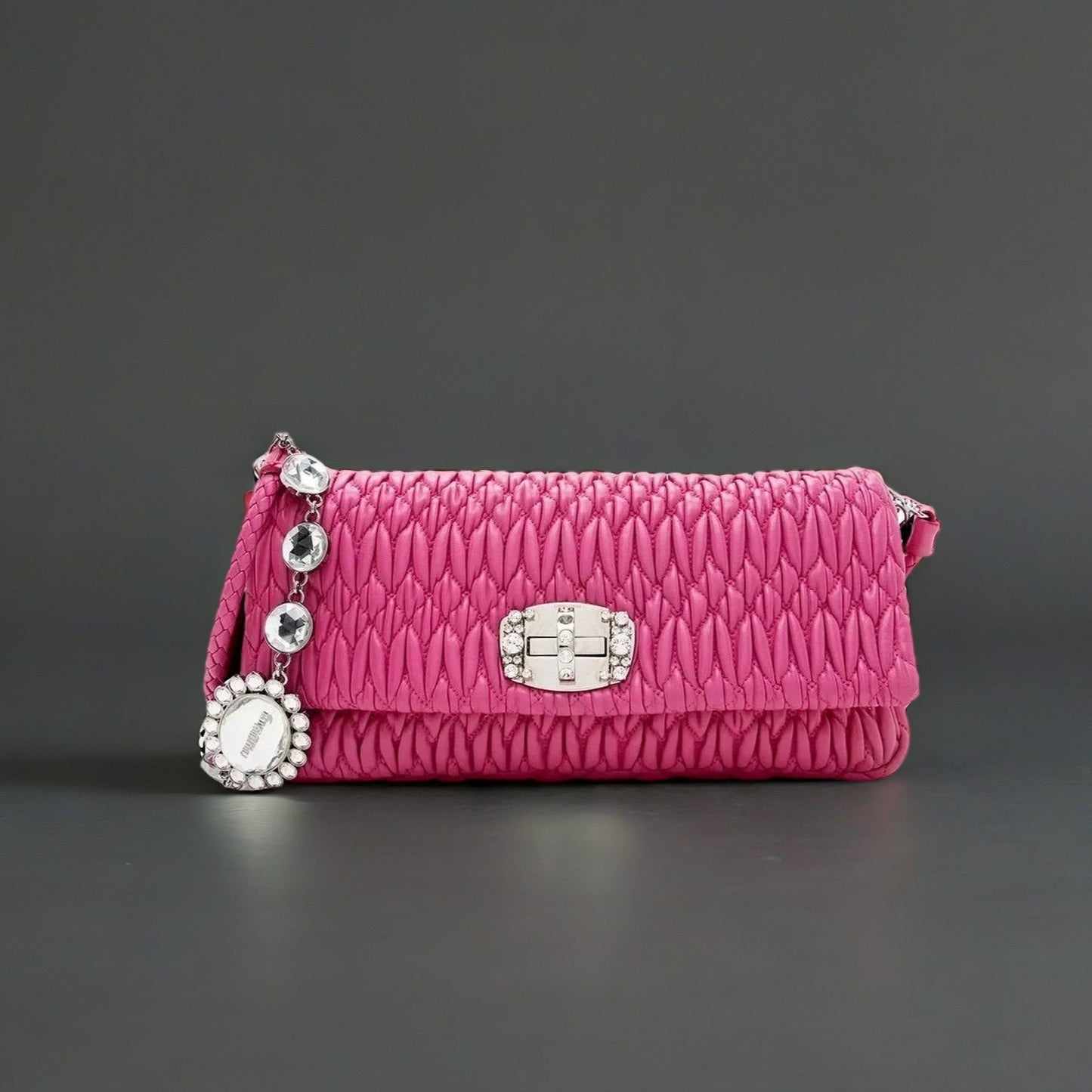 Miu Miu Matelasse Crystal Flap Shoulder Bag