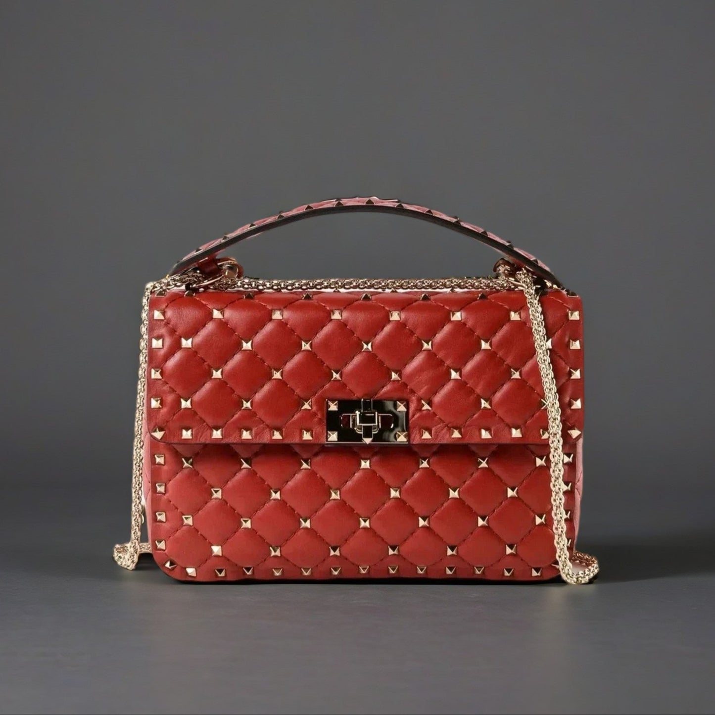 Rockstud Spike Red Crossbody Bag