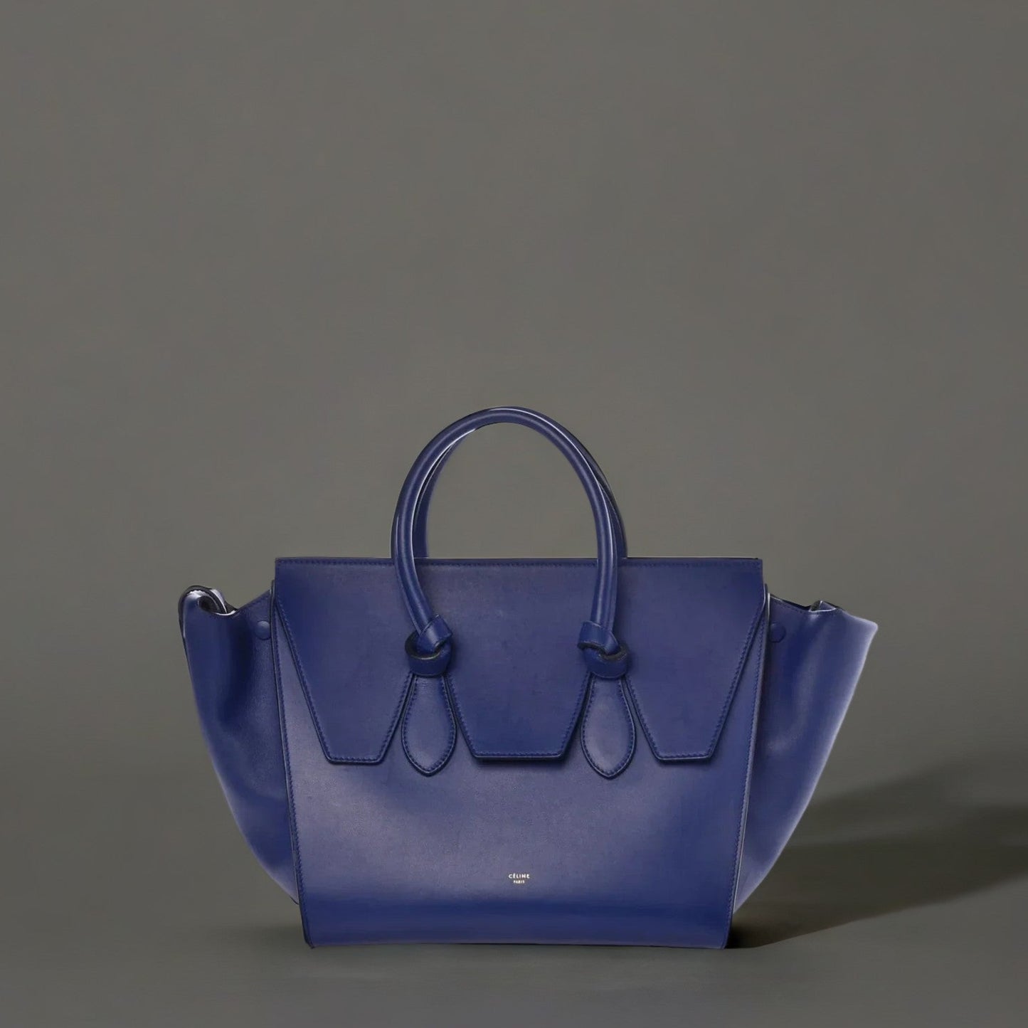 Smooth Calfskin Small Tie Knot Tote Dark Indigo