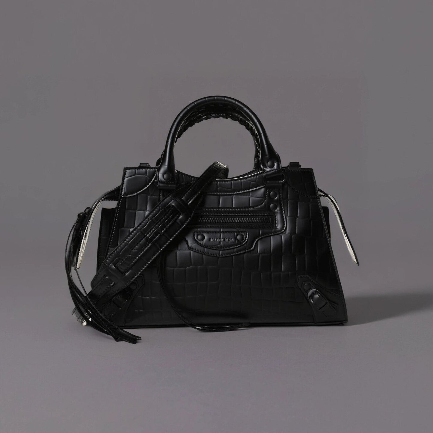 Calfskin Crocodile Embossed Neo Classic Hardware S City Black