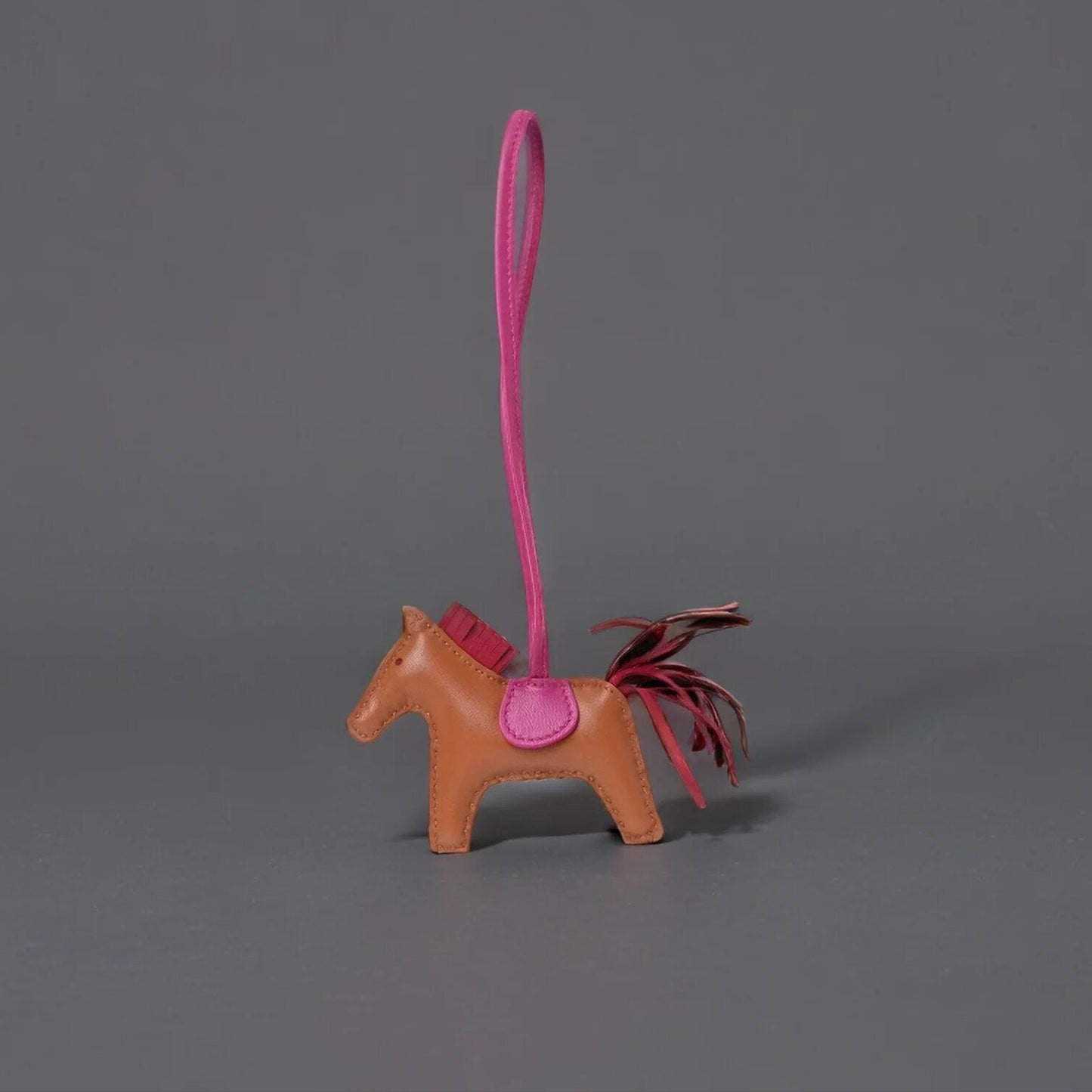 Milo Lambskin Grigri Rodeo Horse Bag Charm PM Gold Rubis Rose Poupre