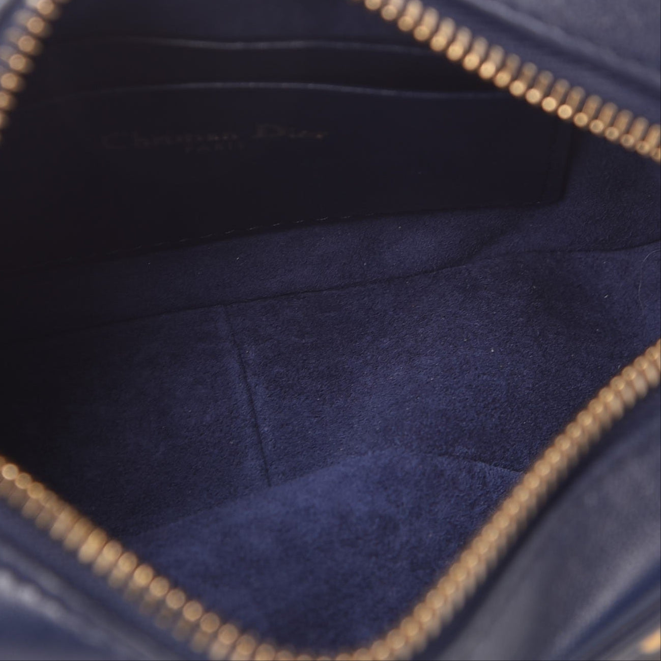 Lambskin Cannage Studded Lady Dior Camera Case Pouch Blue