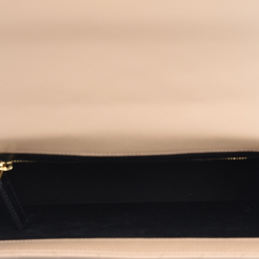 Grain De Poudre Matelasse Chevron Large Monogram Satchel Dark Beige