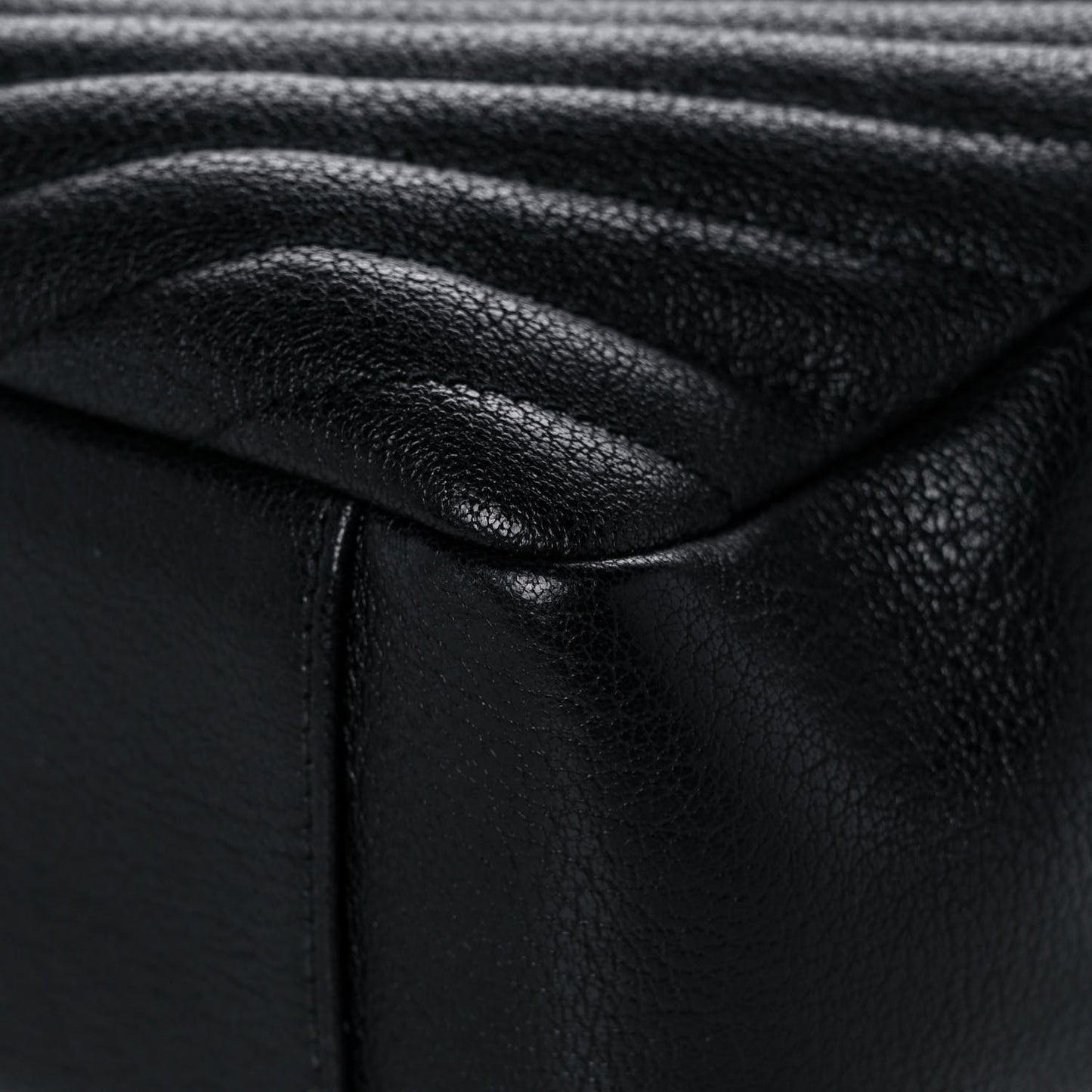 Sheepskin Matelasse Chevron Monogram Large College Satchel Black