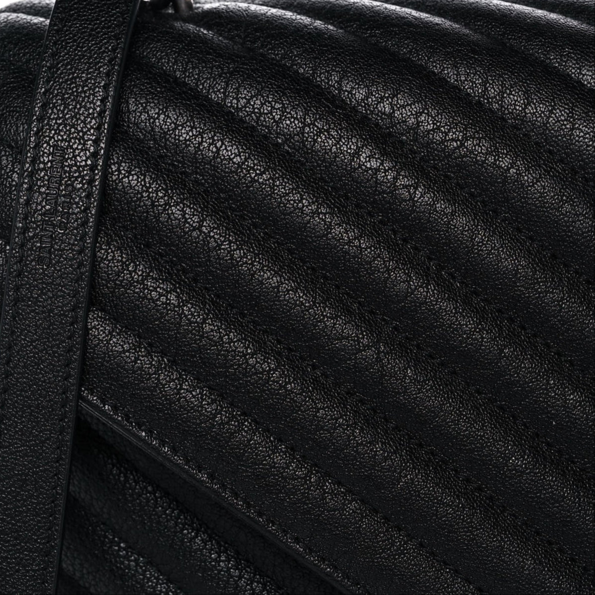 Sheepskin Matelasse Chevron Monogram Large College Satchel Black