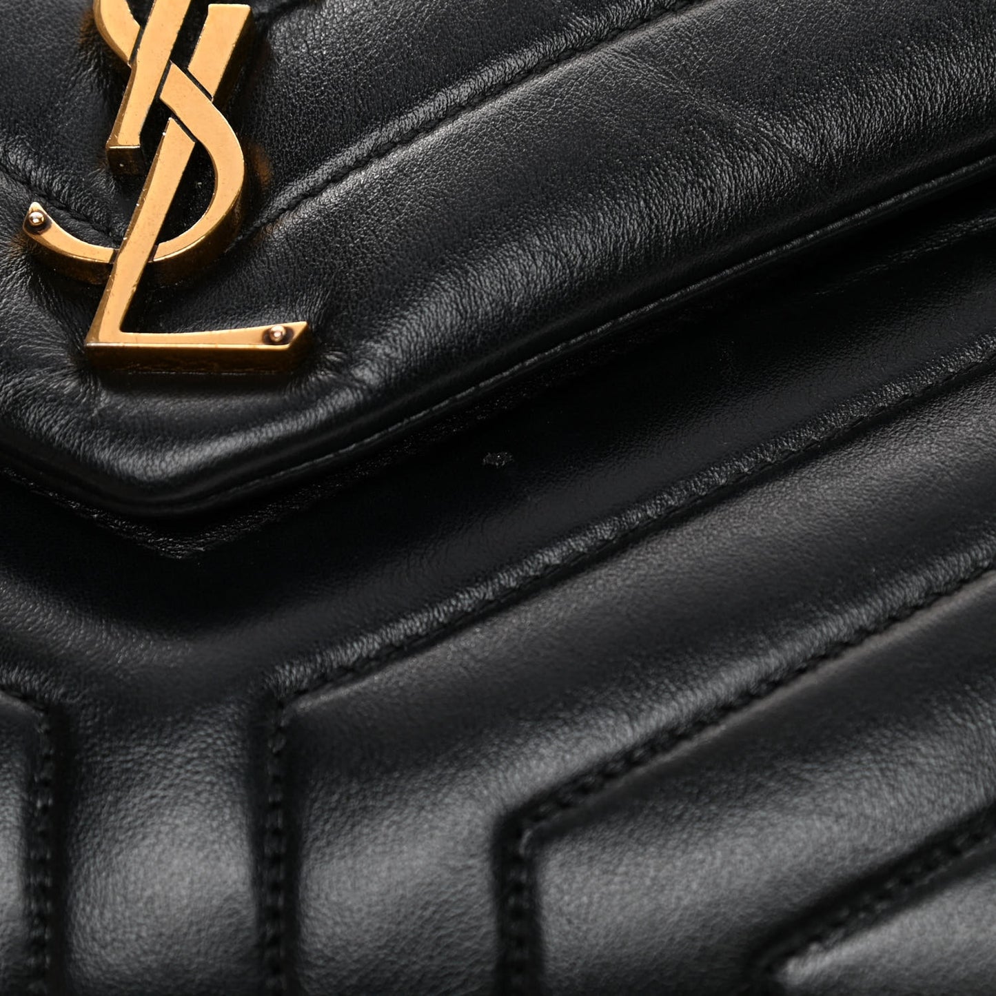 Calfskin Y Quilted Monogram Medium Loulou Chain Satchel Black