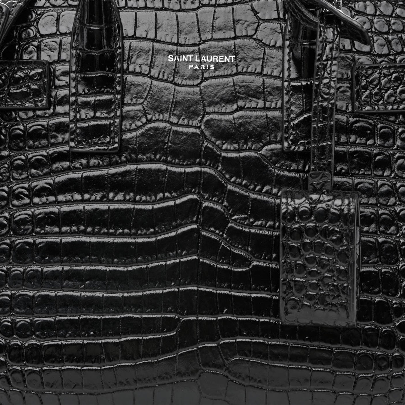 Calfskin Crocodile Embossed Nano Sac De Jour Black