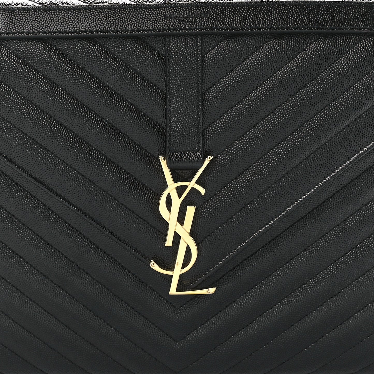 Grain De Poudre Matelasse Chevron Large Monogram Satchel Black