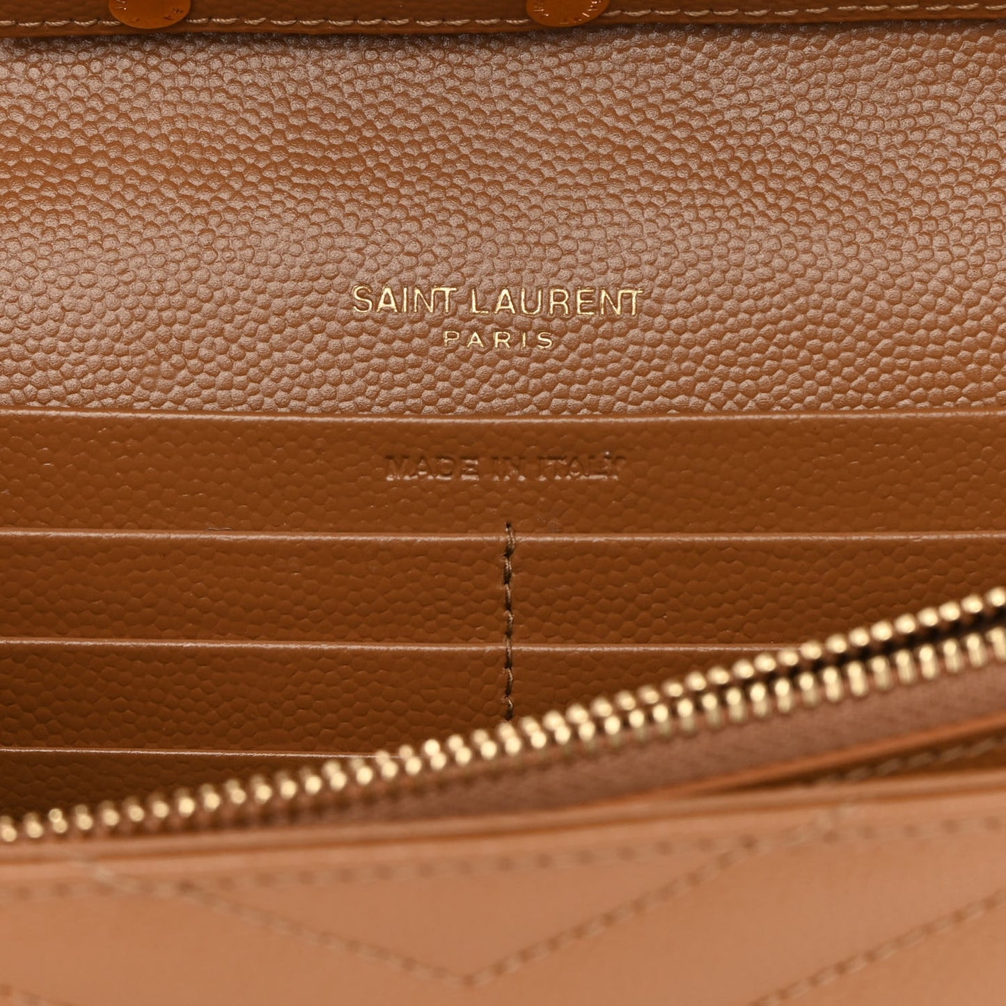 Grain De Poudre Matelasse Chevron Monogram Chain Wallet Dark Natural