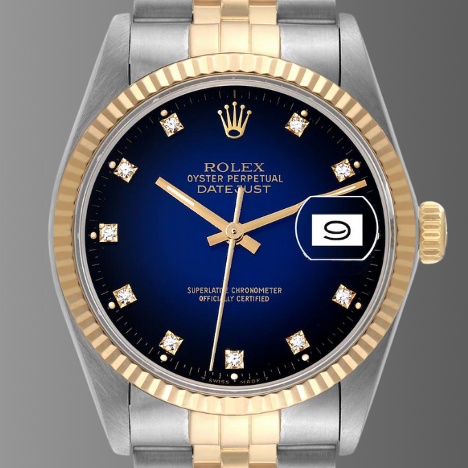 Rolex Datejust 36 Blue Vingette Diamond Dial Vintage Watch