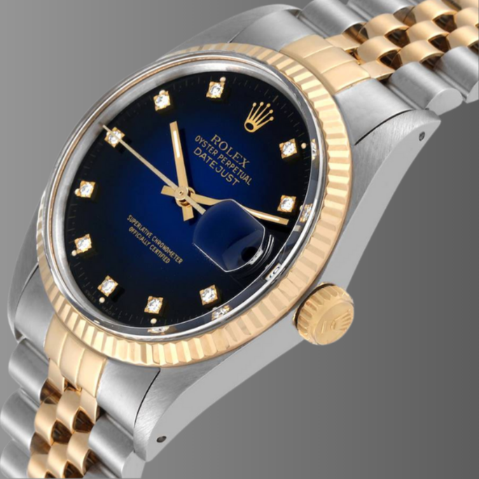 Rolex Datejust 36 Blue Vingette Diamond Dial Vintage Watch