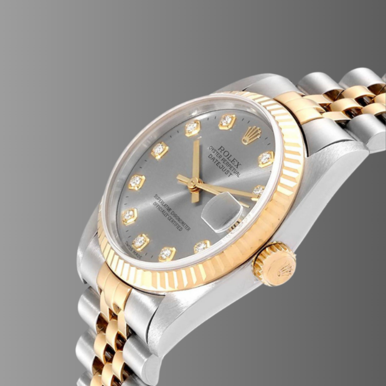 Rolex Datejust 26mm Steel Yellow Gold Slate Diamond Dial  Watch