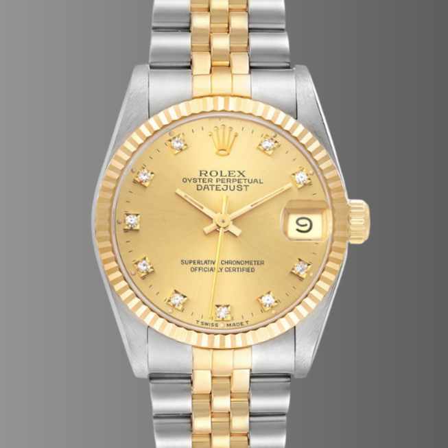 Rolex Datejust 31mm Midsize Diamond Dial Steel Yellow Gold Watch