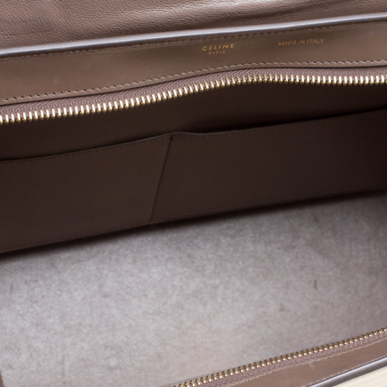 Satin Baby Grained Calfskin Medium Tri-Color Trapeze Tan