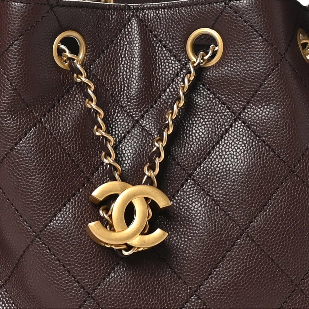 Caviar Quilted Medium Chanel 25 Handbag Brown