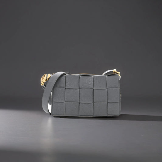 Grained Calfskin Maxi Intrecciato Cassette Crossbody Bag Deep Blue