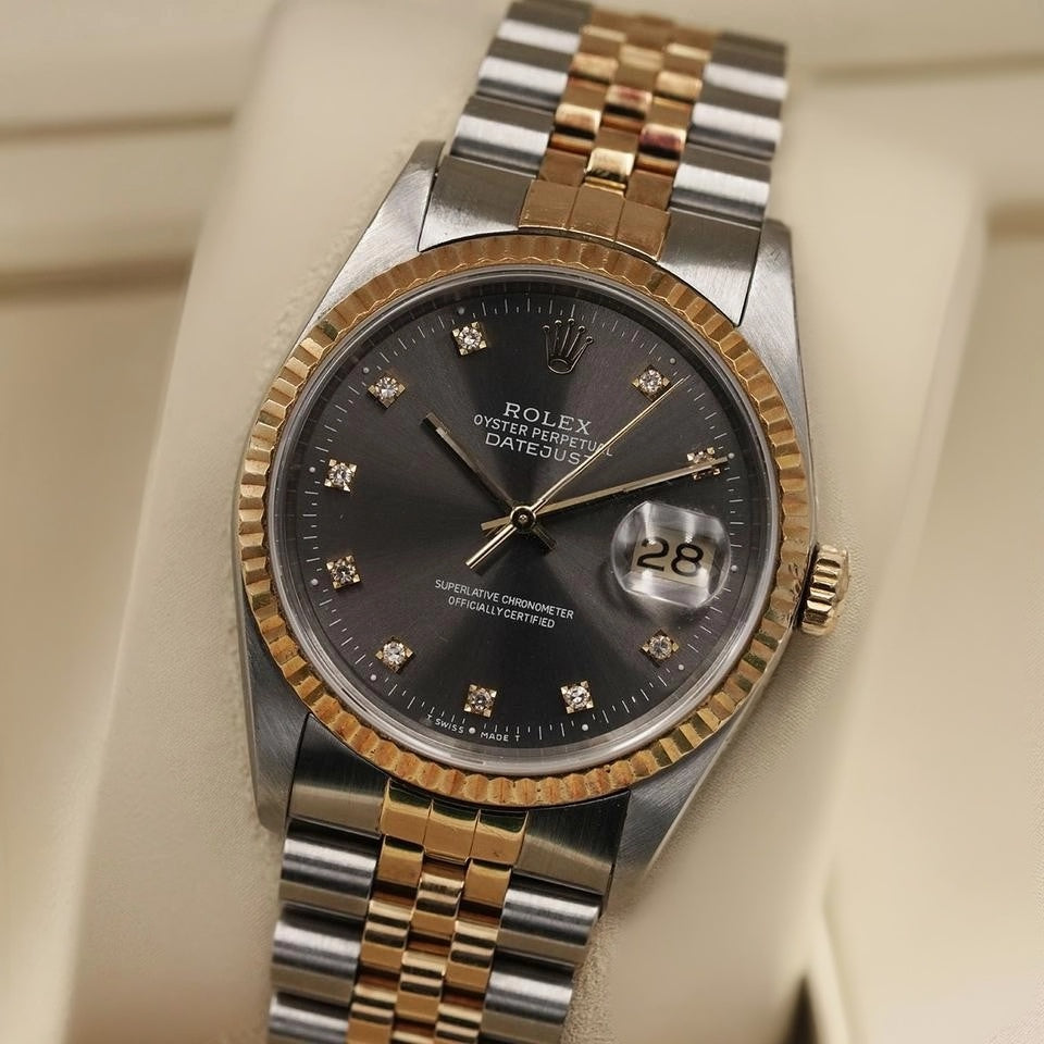 Rolex Datejust 36mm Rhodium Diamond Dial Steel Yellow Gold