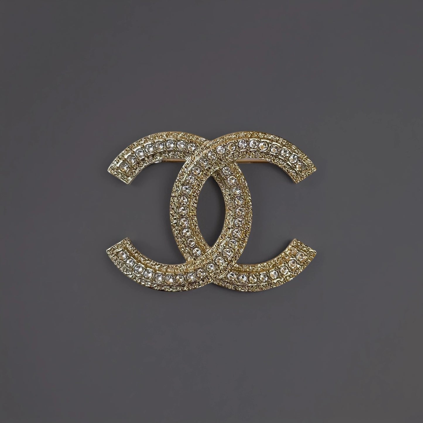 Crystal CC Brooch Gold