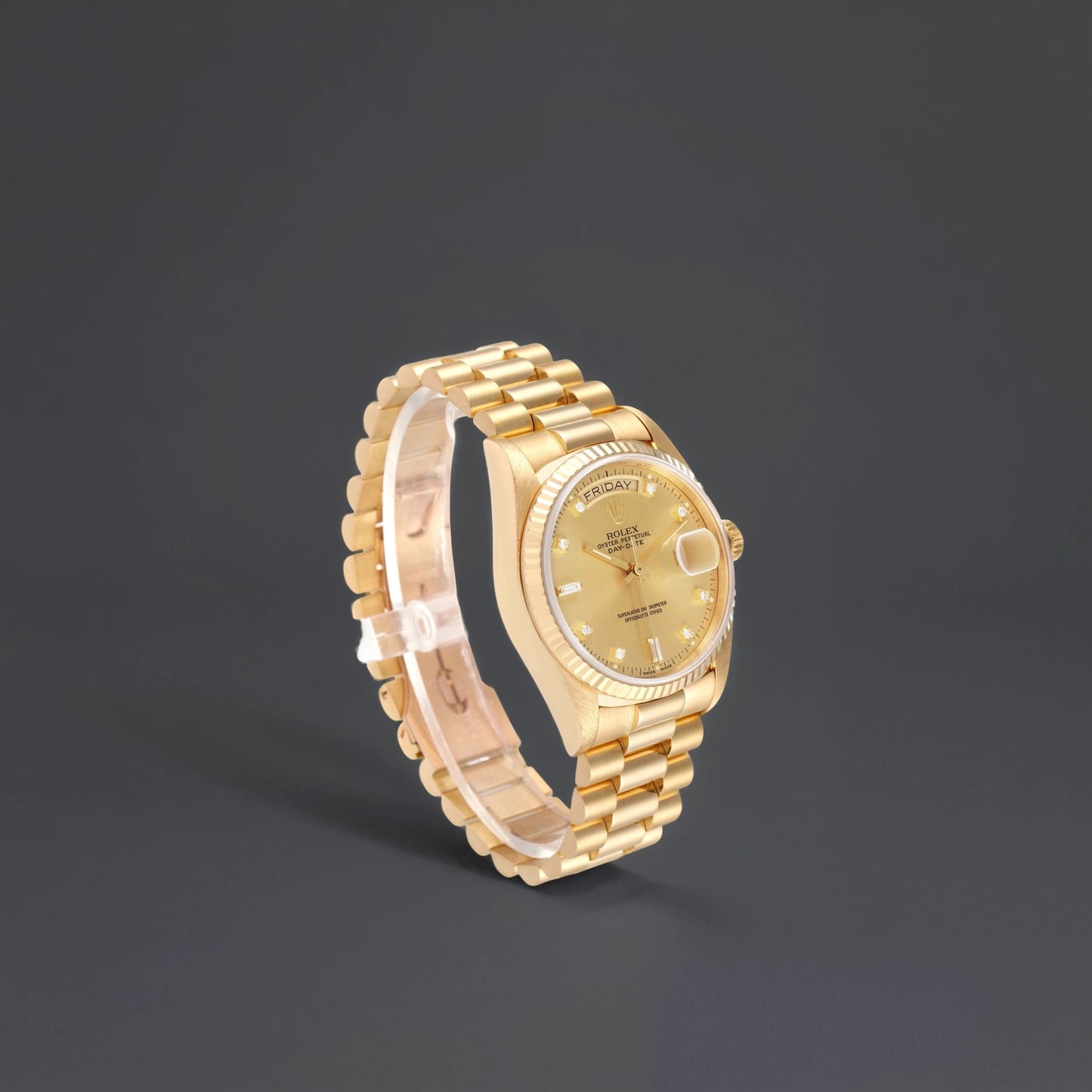 Rolex 36 President Day-Date 18k Yellow Gold Diamond Watch
