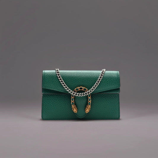 Dollar Calfskin Crystal Super Mini Dionysus Shoulder Bag Emerald