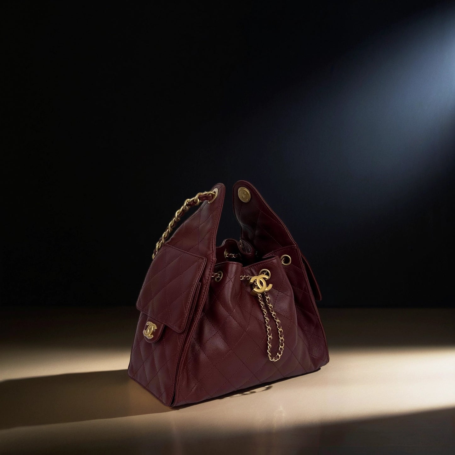 Washed Denim Quilted Small Chanel 25 Handbag Black