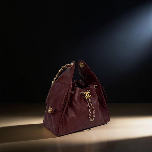 Washed Denim Quilted Small Chanel 25 Handbag Black