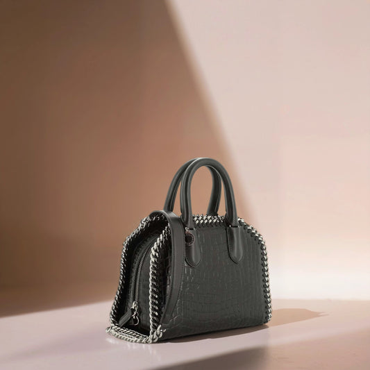 Stella McCartney Falabella Box Top Handle Bag Crocodile Embossed Faux Leather