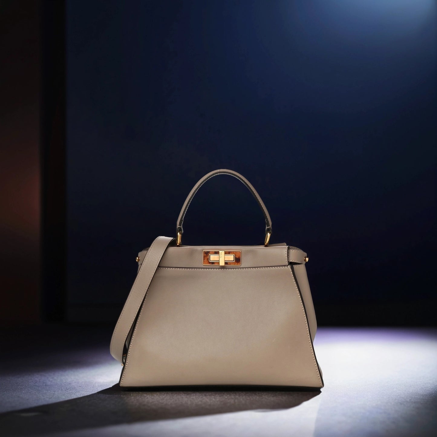 Silk Calfskin Plexi Tortoise Medium Peekaboo Iconic Satchel Dove