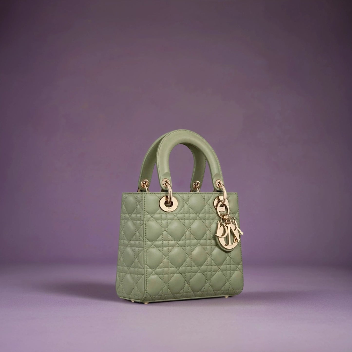 Lambskin Cannage Small My ABCDior Lady Dior Pastel Peyote Green