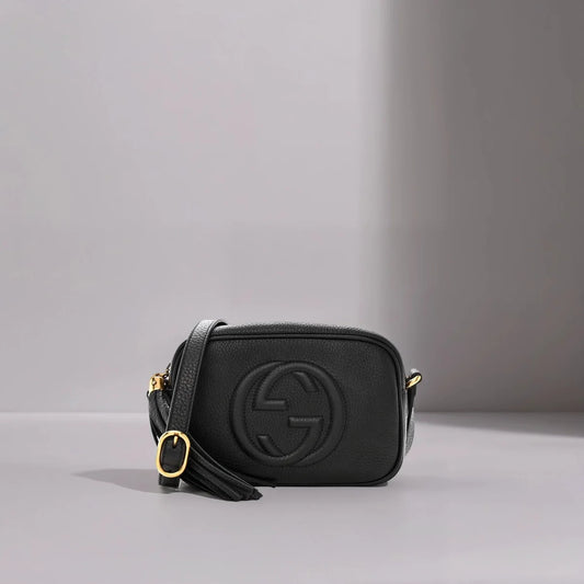 Pebbled Calfskin Mini Soho Disco Bag Black
