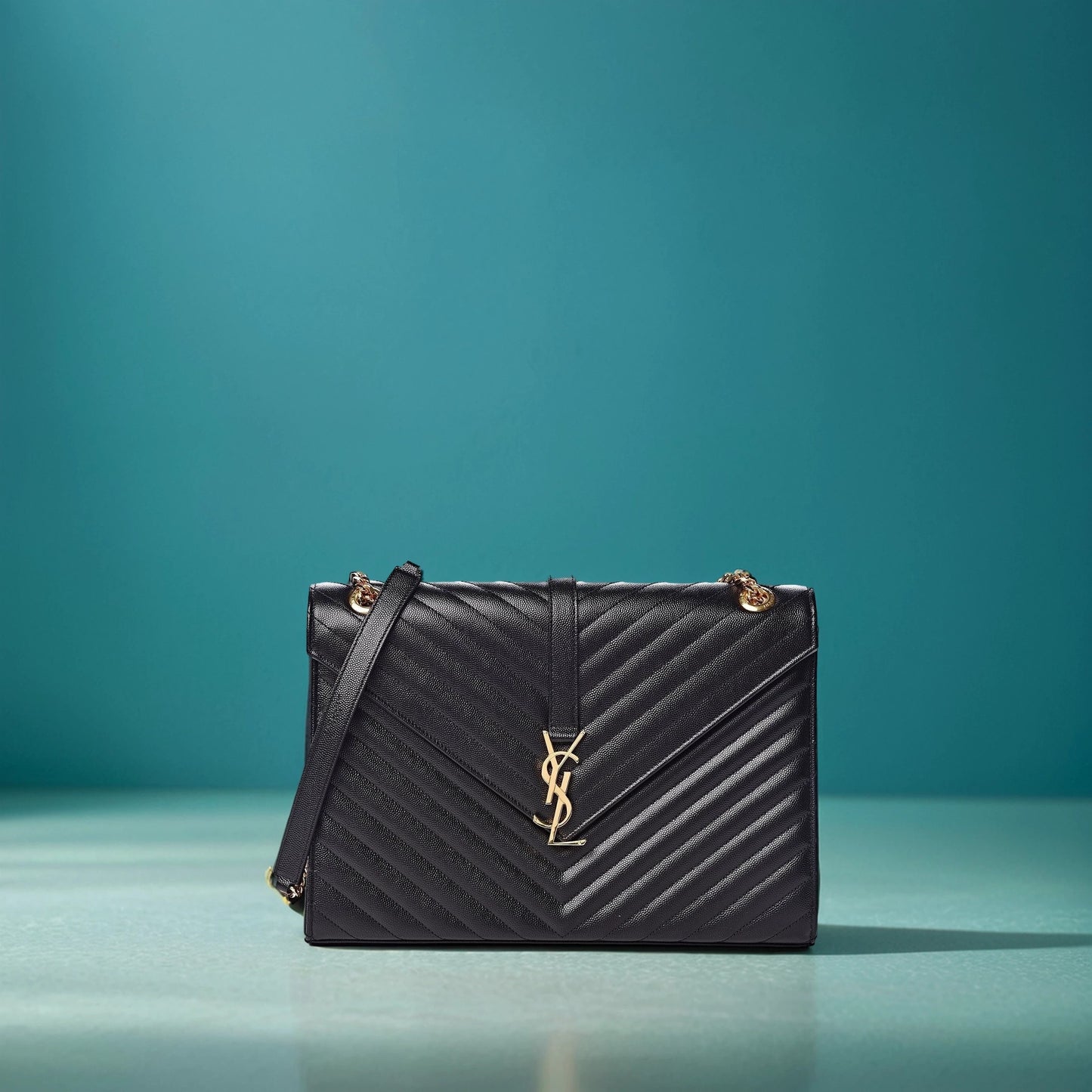 Grain De Poudre Matelasse Chevron Large Monogram Satchel Black