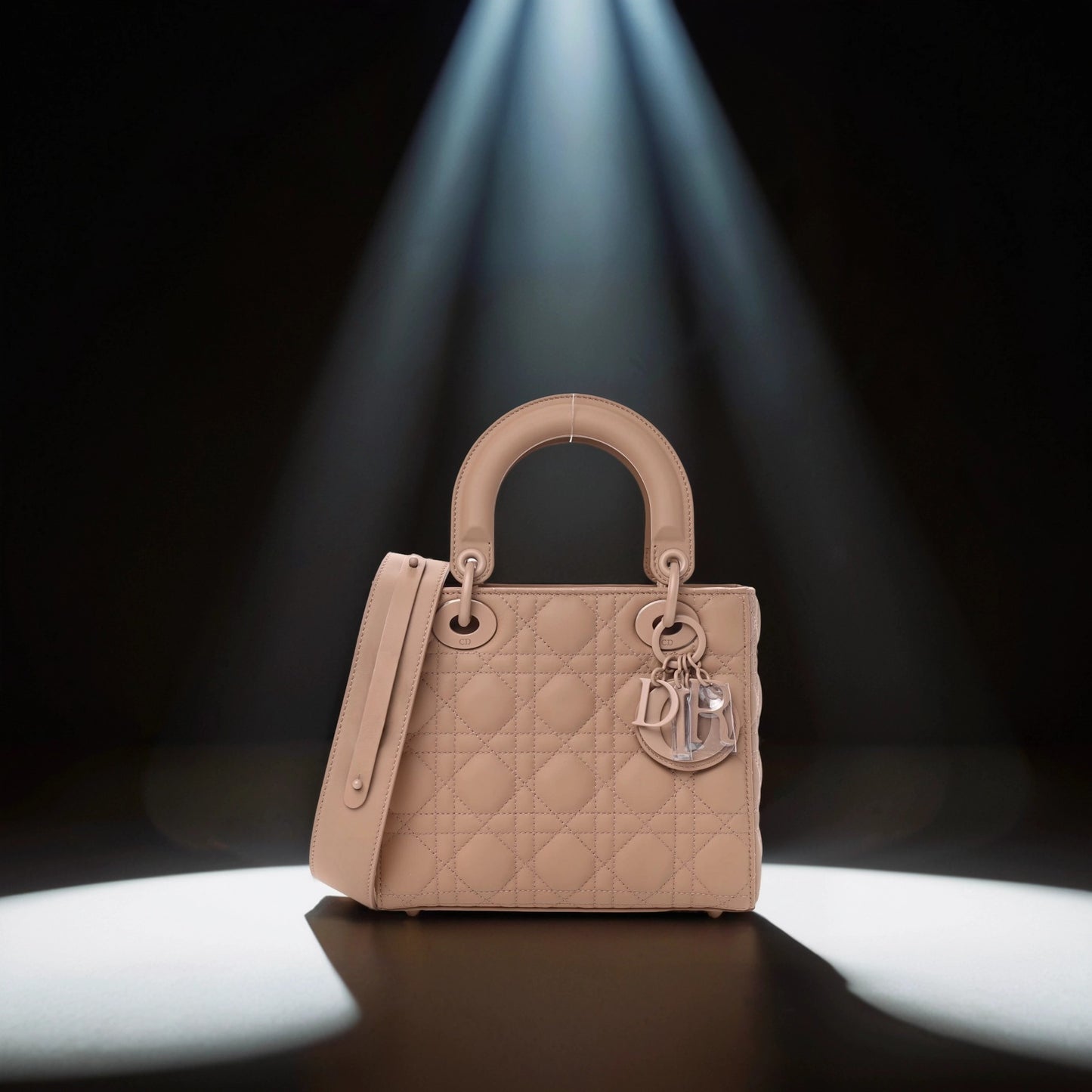 Ultra Matte Calfskin Cannage Small Lady Dior Beige