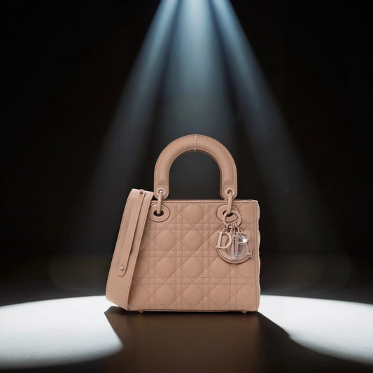 Ultra Matte Calfskin Cannage Small Lady Dior Beige