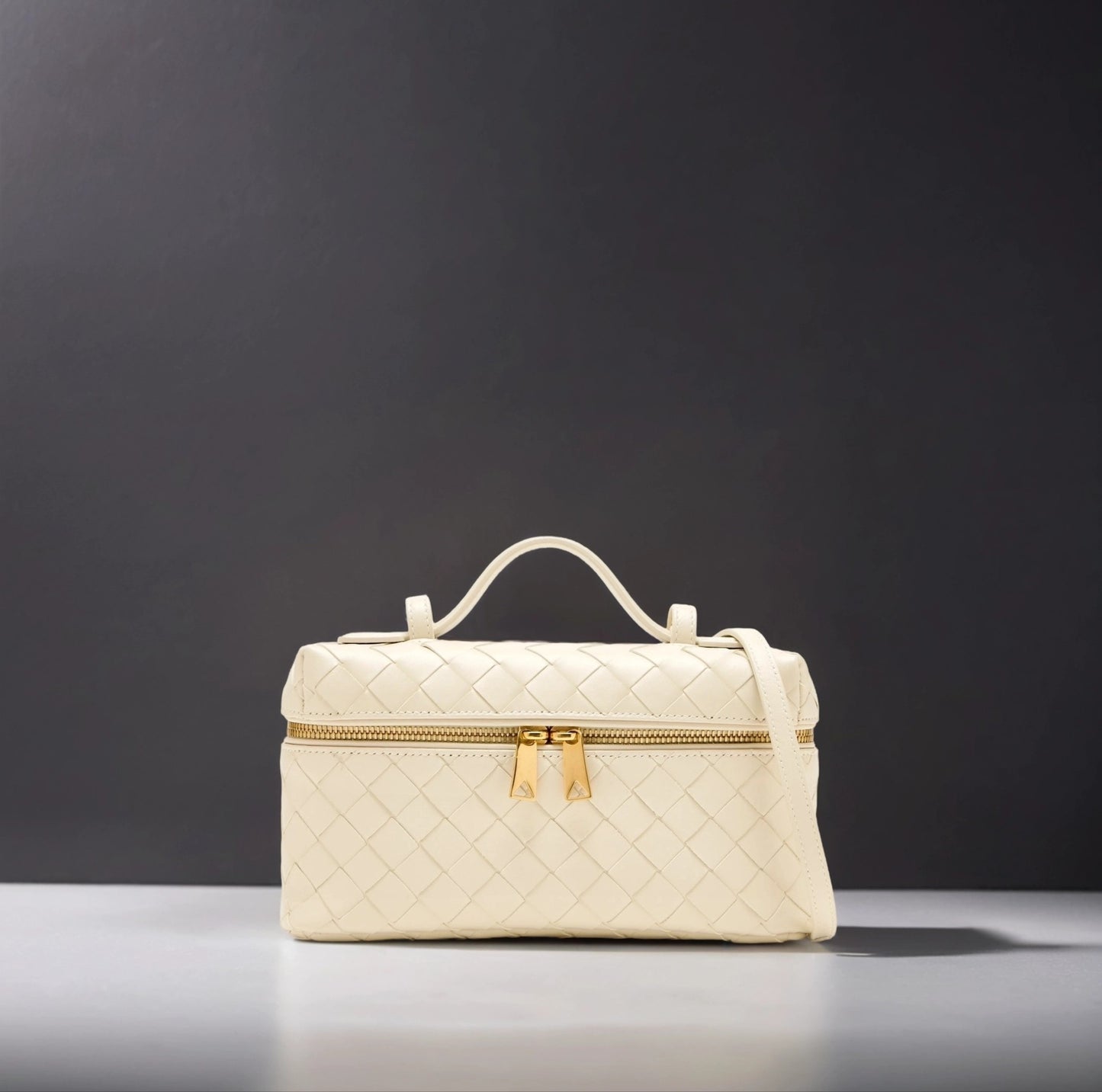 Calfskin Intrecciato Bang Bang Vanity Case Light Beige