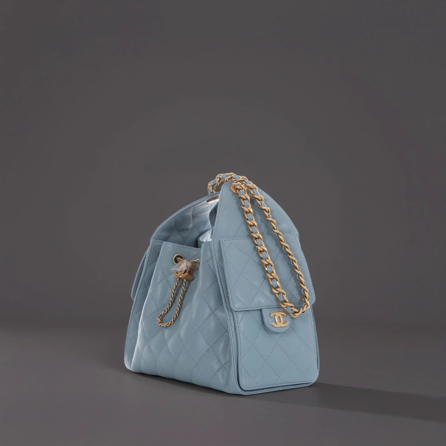 Caviar Quilted Small Chanel 25 Handbag Blue