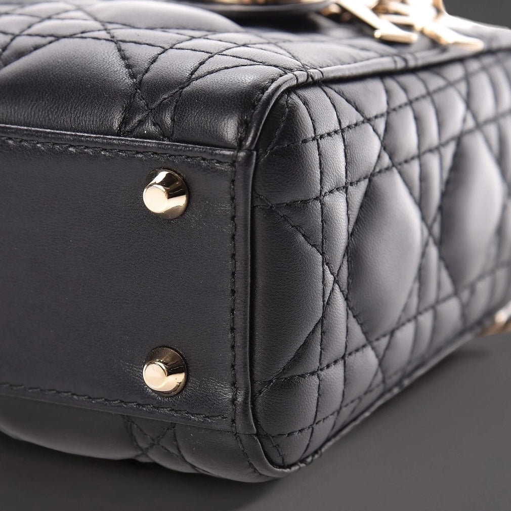 Lambskin Cannage Mini Lady Dior Black