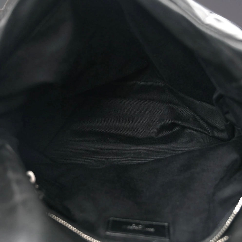 Lambskin Quilted Medium Loulou Puffer Monogram Chain Satchel Black