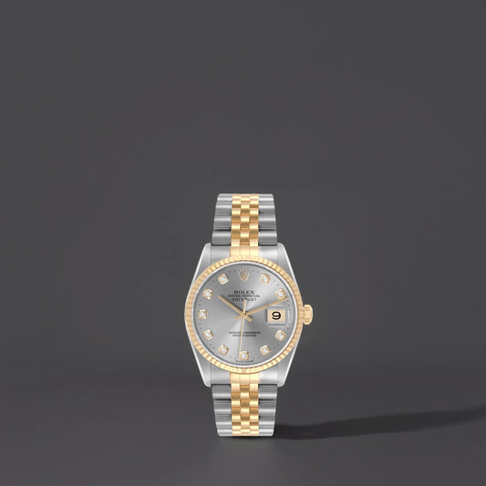 Rolex Datejust 36mm Steel Yellow Gold Slate Diamond Dial Watch