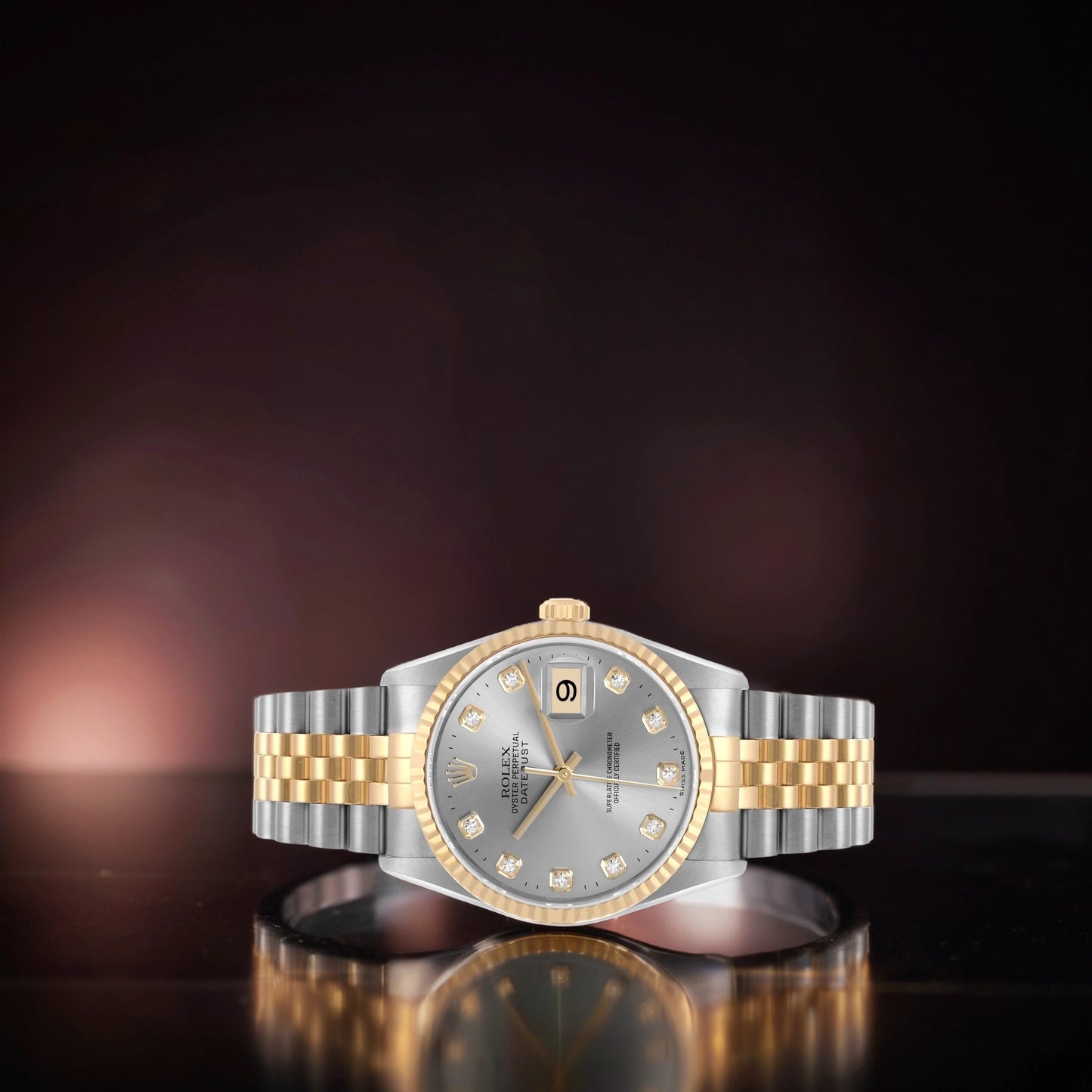 Rolex Datejust 36mm Steel Yellow Gold Slate Diamond Dial Watch